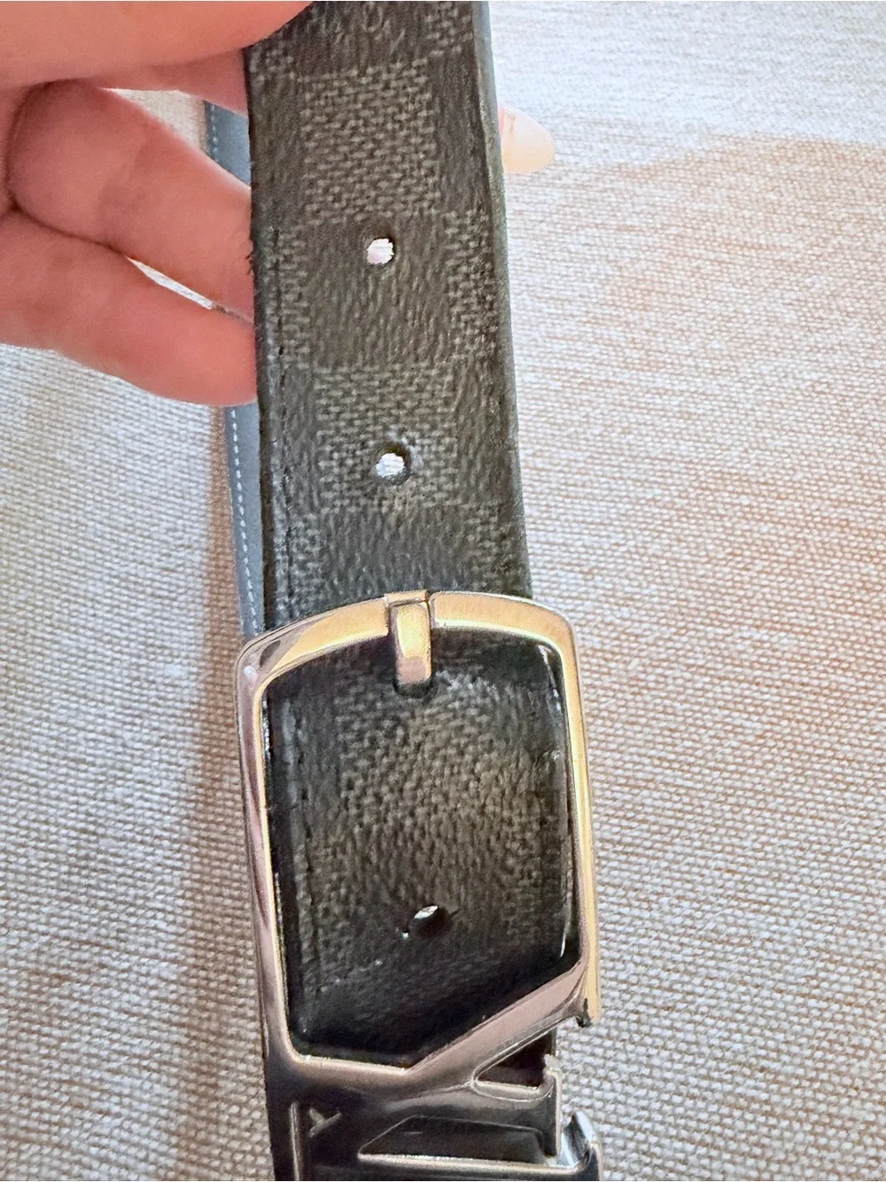 Louis Vuitton Black Damier Canvas Belt with Silver LV Buckle 90/36